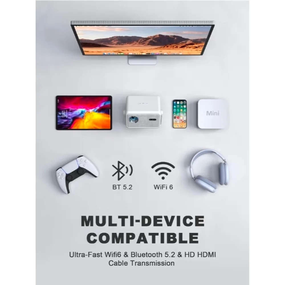 4K Smart Projector with WiFi and Bluetooth, Officially-Licensed App - Picture 5 of 8